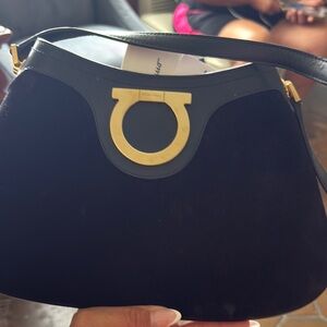 Salvatore Ferragamo Black and Gold Shoulder Bag